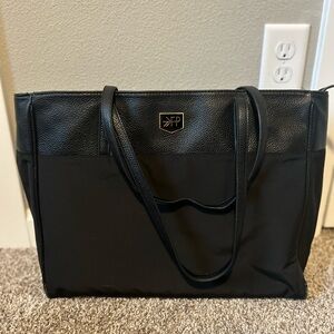 Freshly Picked Unisex Black Canvas/Leather Everyday Tote Diaper Bag